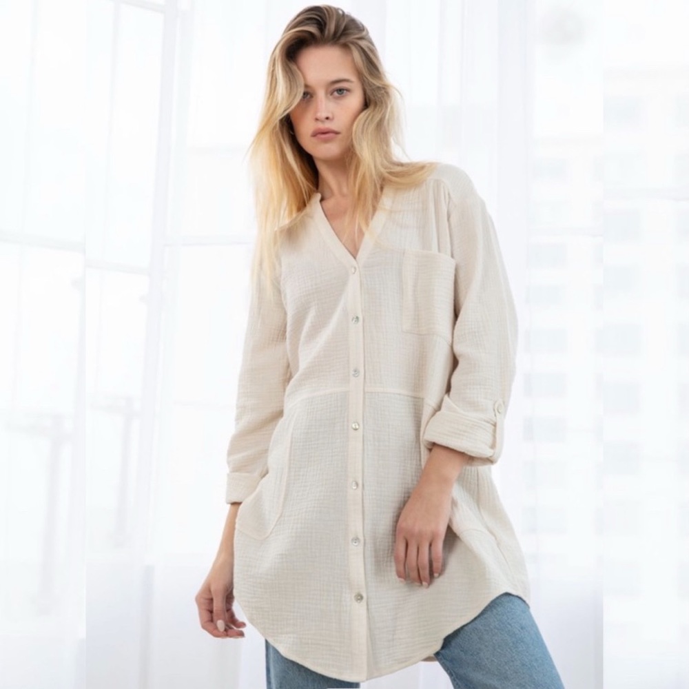 Lena Button Down Tunic Top